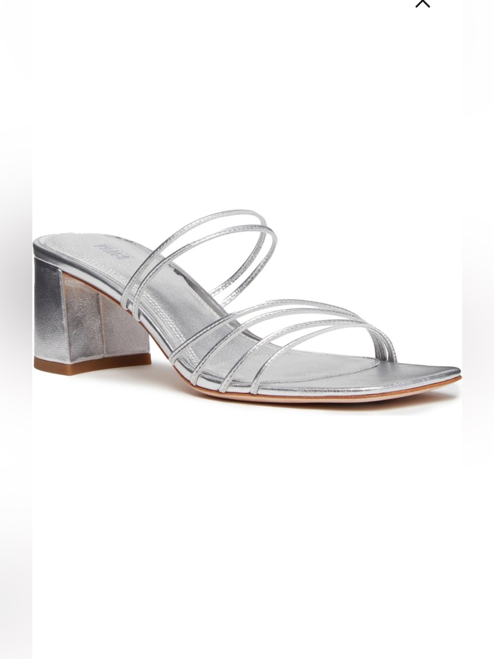 Paige Esme Metallic Silver Strappy Low Block Heel Mule